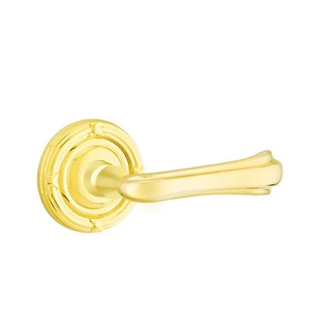 Emtek - Dummy, Ribbon and Reed Rosette, Wembley Lever, US3 Lifetime - Polished Brass