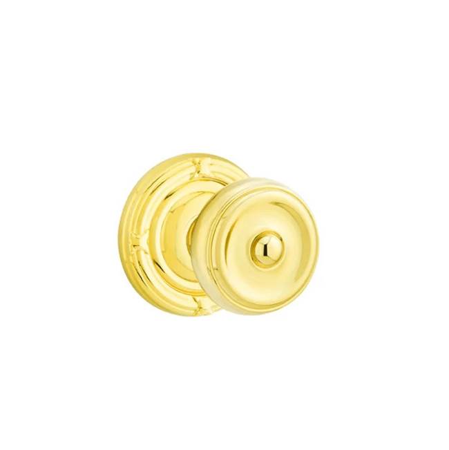 Emtek - Concealed, Privacy, Ribbon and Reed Rosette, Waverly Knob, US3 Lifetime - Polished Brass