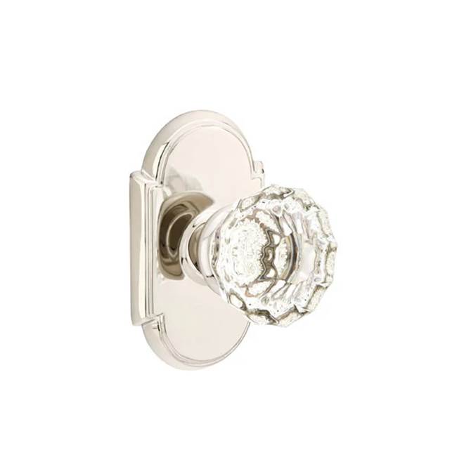 Emtek - Concealed, Passage, No.8 Rosette, Astoria Clear Knob, US14 - Polished Nickel