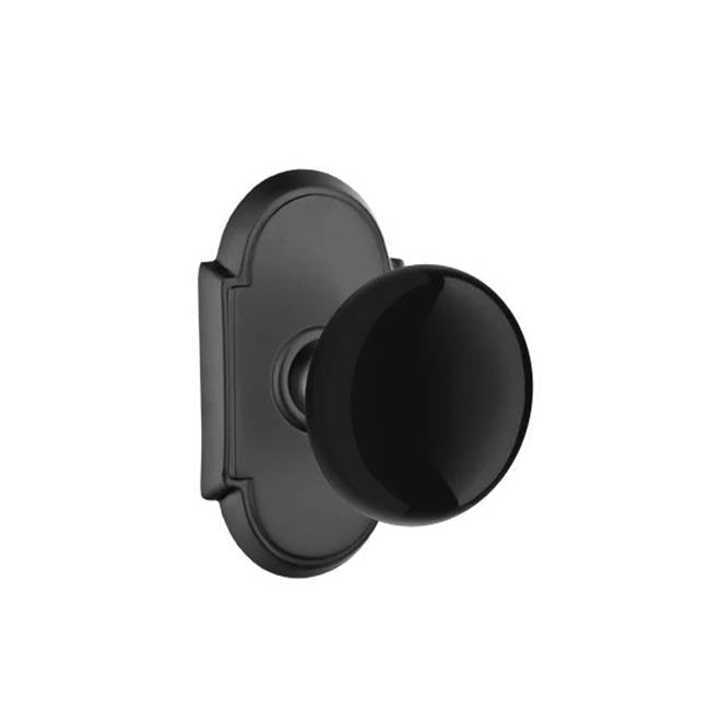 Emtek - Concealed, Passage, No.8 Rosette, Ebony Knob, US19 - Flat Black