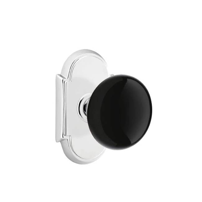 Emtek - Concealed, Passage, No.8 Rosette, Ebony Knob, US26 - Polished Chrome