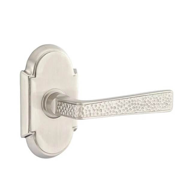 Emtek - Privacy, No.8 Rosette, Hammered Lever, LH, US15 - Satin Nickel