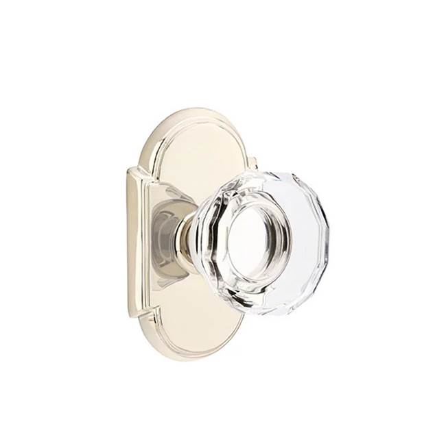 Emtek - Privacy, No.8 Rosette, Lowell Crystal Knob, US14 - Polished Nickel