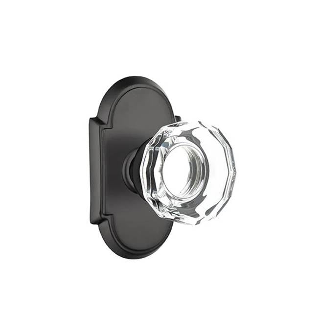 Emtek - Privacy, No.8 Rosette, Lowell Crystal Knob, US19 - Flat Black