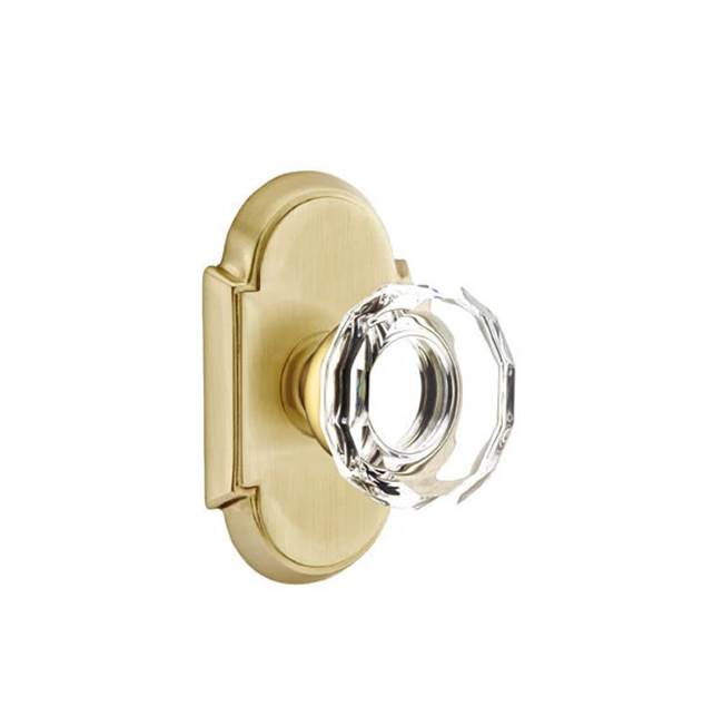 Emtek - Passage, No.8 Rosette, Lowell Crystal Knob, US4 - Satin Brass