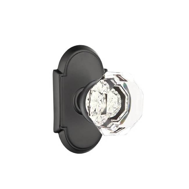 Emtek - Privacy, No.8 Rosette, Old Town Crystal Knob, US19 - Flat Black