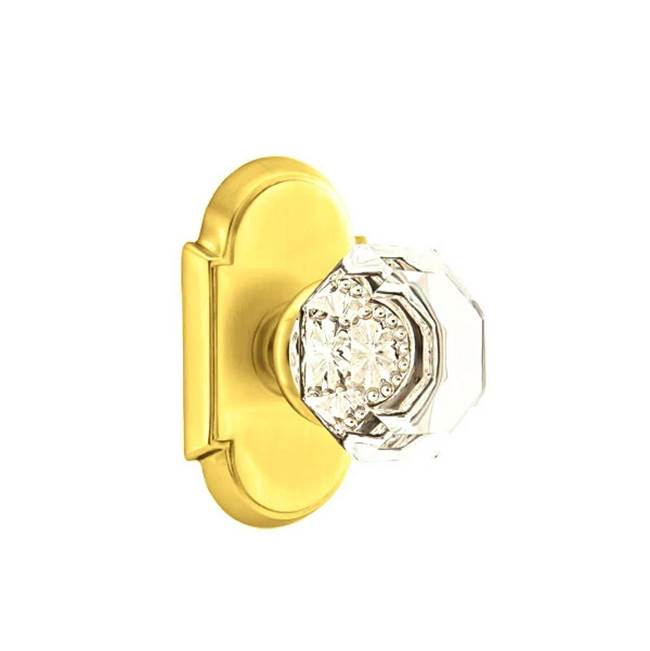 Emtek - Privacy, No.8 Rosette, Old Town Crystal Knob, US3 Lifetime - Polished Brass