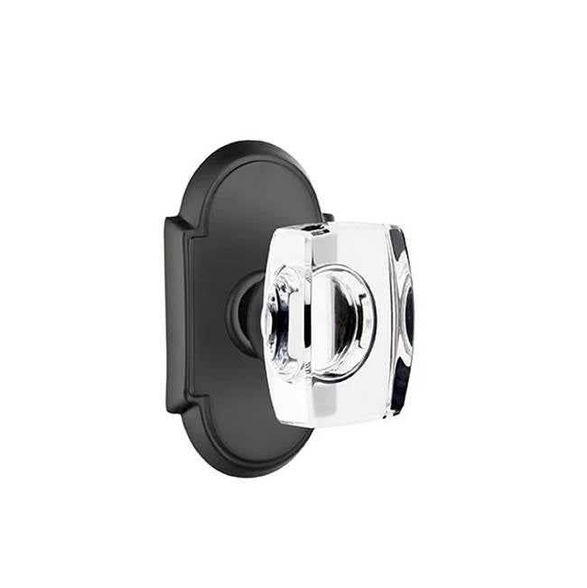 Emtek - Concealed, Passage, No.8 Rosette, Windsor Crystal Knob, US19 - Flat Black