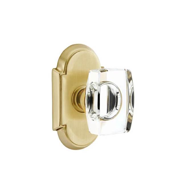 Emtek - Concealed, Passage, No.8 Rosette, Windsor Crystal Knob, US4 - Satin Brass