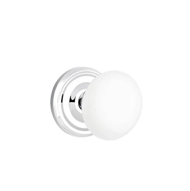 Emtek - Dummy, Regular Rosette, Ice White Knob, US26 - Polished Chrome