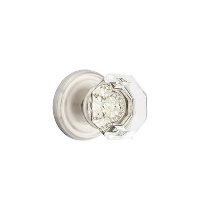 Emtek - Concealed, Privacy, Regular Rosette, Old Town Clear Knob, US15 - Satin Nickel