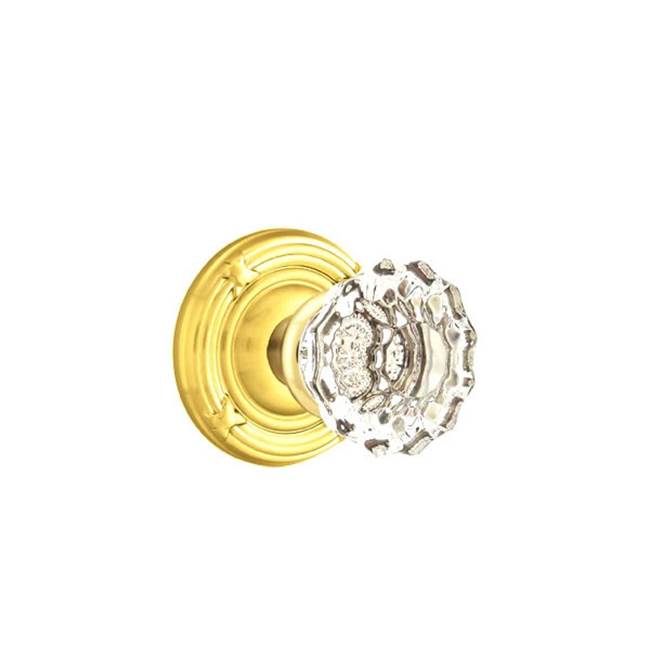 Emtek - Privacy, Ribbon and Reed Rosette, Astoria Crystal Knob, US3 Lifetime - Polished Brass