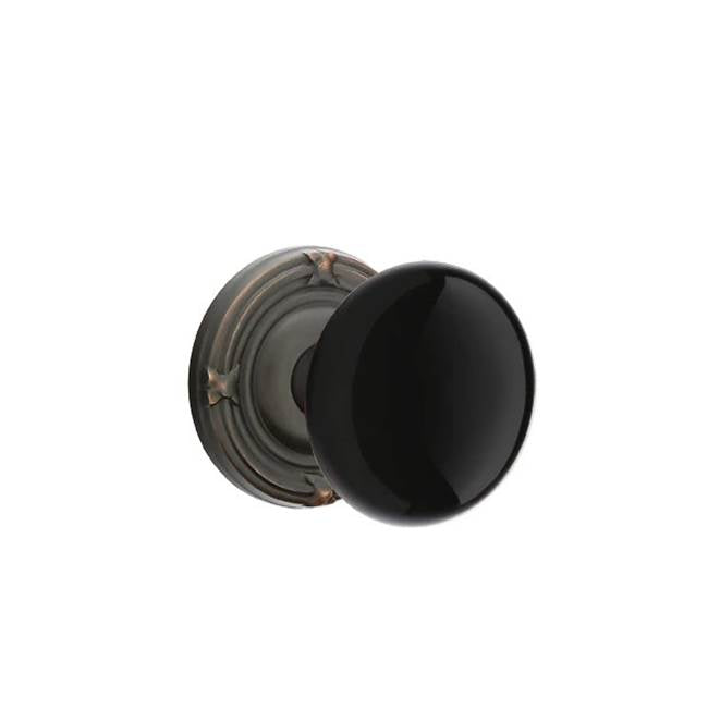 Emtek - Concealed, Passage, Ribbon and Reed Rosette, Ebony Knob, US10B - Oil Rubbed Bronze
