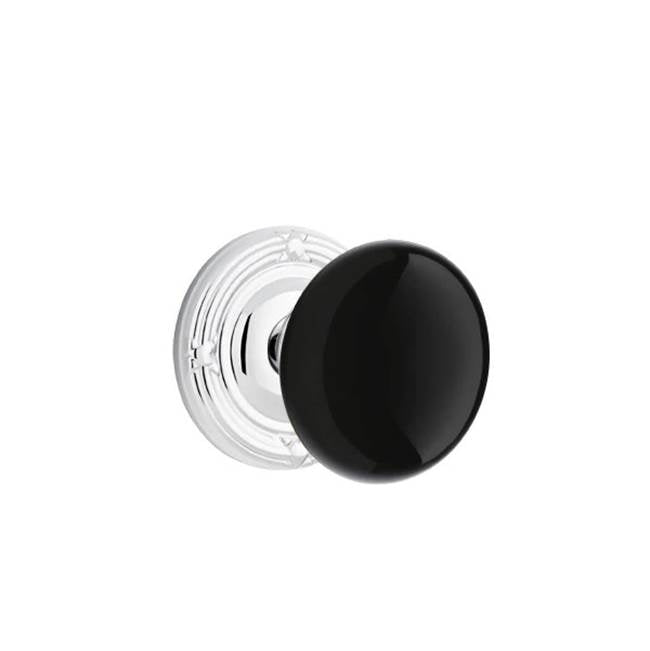 Emtek - Concealed, Passage, Ribbon and Reed Rosette, Ebony Knob, US26 - Polished Chrome