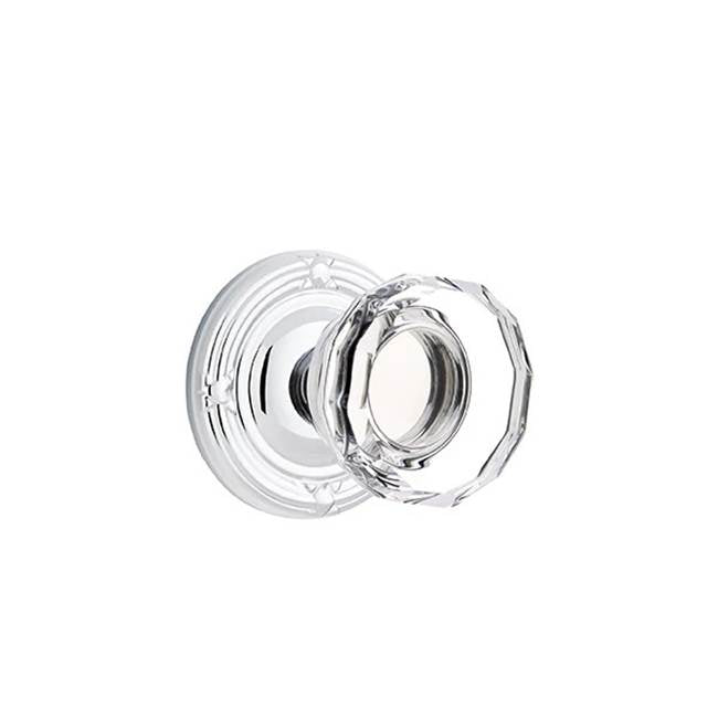 Emtek - Concealed, Privacy, Ribbon and Reed Rosette, Lowell Crystal Knob, US26 - Polished Chrome