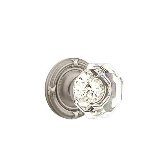 Emtek - Passage, Ribbon and Reed Rosette, Old Town Crystal Knob, US15A - Pewter