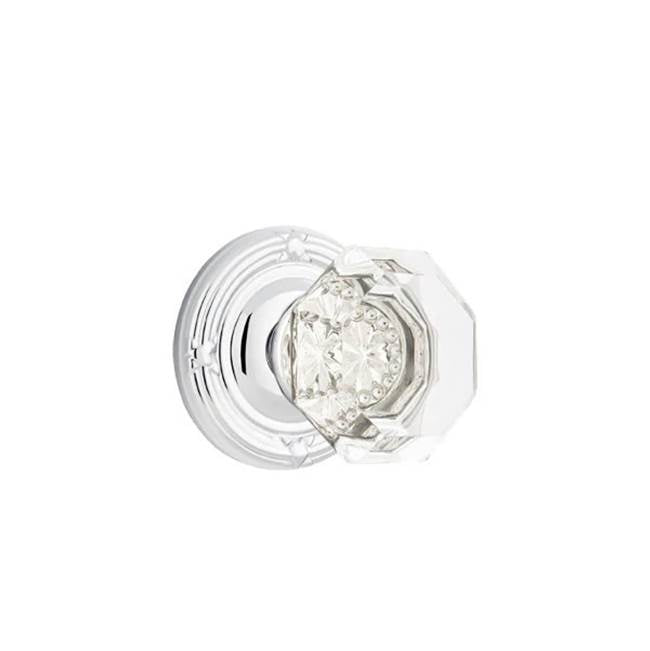 Emtek - Passage, Ribbon and Reed Rosette, Old Town Crystal Knob, US26 - Polished Chrome