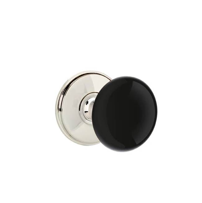 Emtek - Privacy, Watford Rosette, Ebony Porcelain Knob, US14 - Polished Nickel
