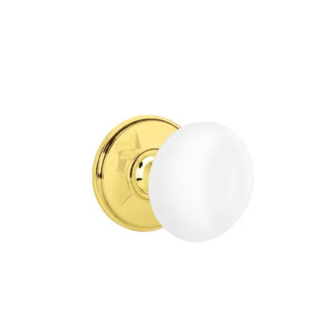 Emtek - Privacy, Watford Rosette, Ice White Porcelain Knob, US3 - Polished Brass