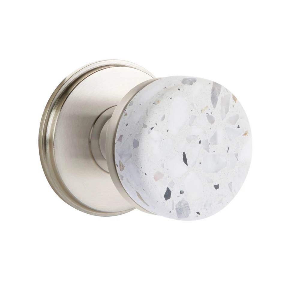Emtek - Select Privacy, Watford Rosette US15, Conical Stem US15, Light Terrazzo Knob - Satin Nickel