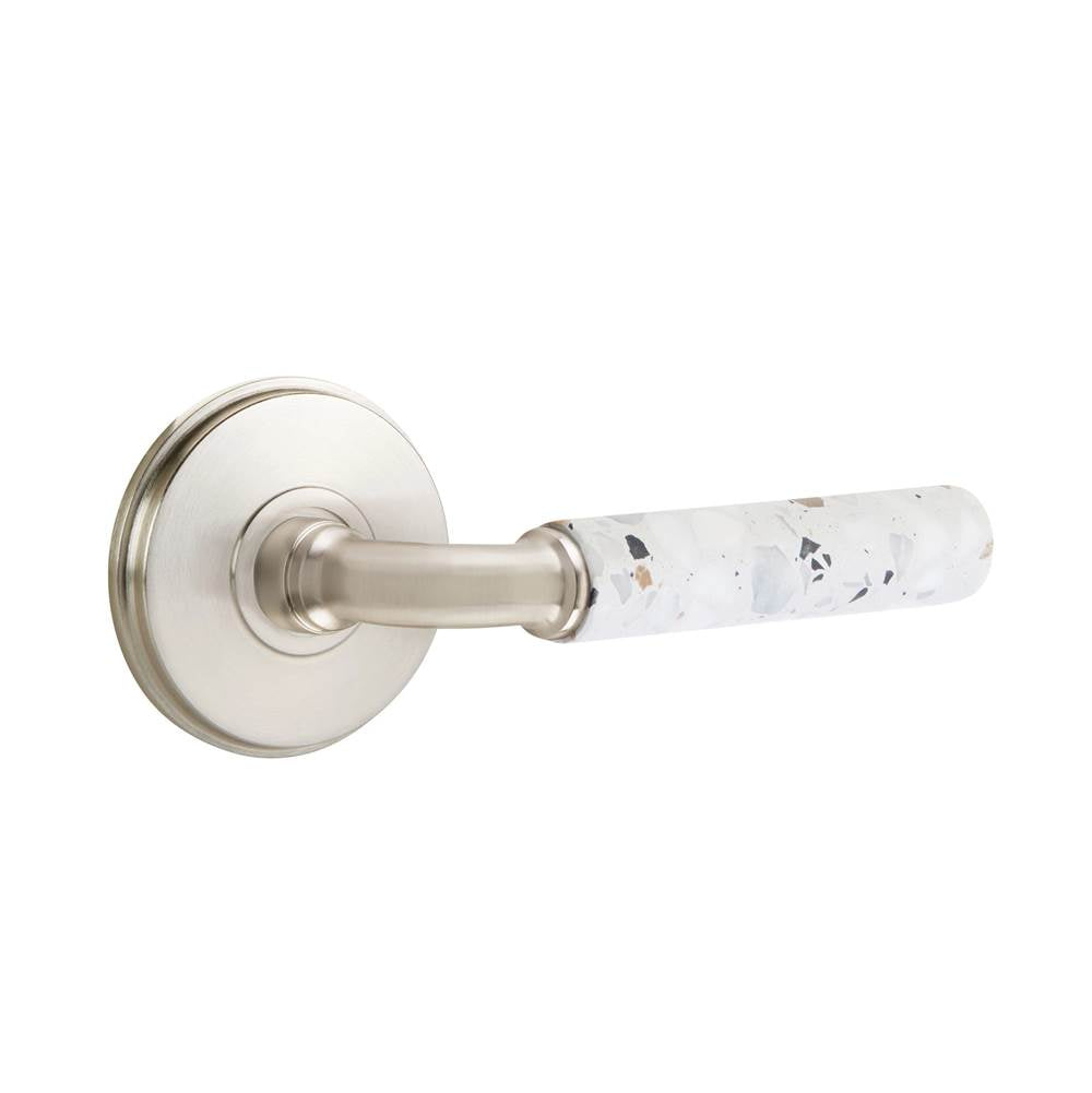 Emtek - Select Passage, Watford Rosette US15, R-Bar Stem US15, Light Terrazzo Handle, LH - Satin Nickel