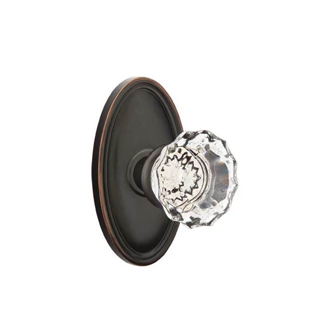 Emtek - Privacy, Oval Rosette, Astoria Crystal Knob, US10B - Oil Rubbed Bronze