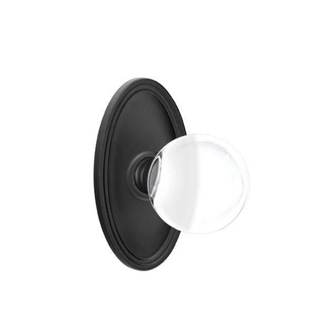 Emtek - Privacy, Oval Rosette, Bristol Crystal Knob, US19 - Flat Black