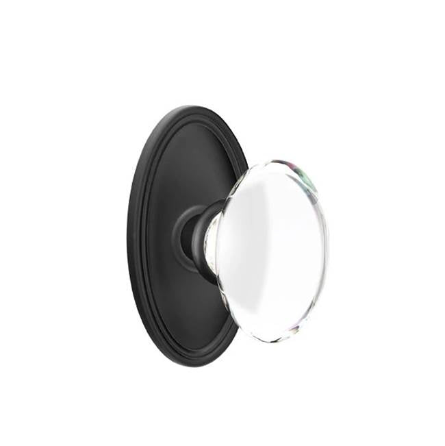 Emtek - Privacy, Oval Rosette, Hampton Knob, US19 - Flat Black