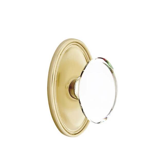 Emtek - Privacy, Oval Rosette, Hampton Crystal Knob, US4 - Satin Brass