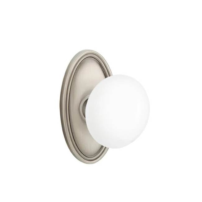 Emtek - Privacy, Oval Rosette, Ice White Knob, US15A - Pewter