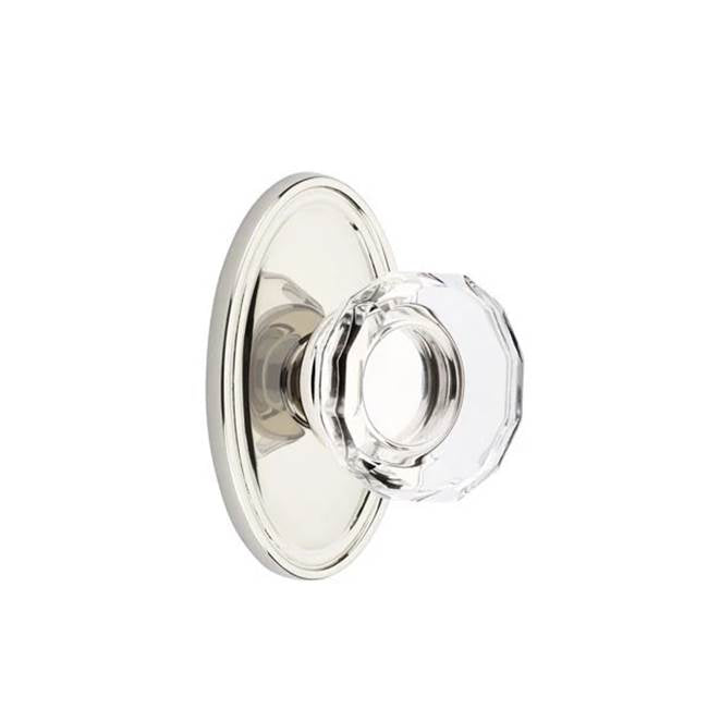 Emtek - Concealed, Passage, Oval Rosette, Lowell Crystal Knob, US14 - Polished Nickel