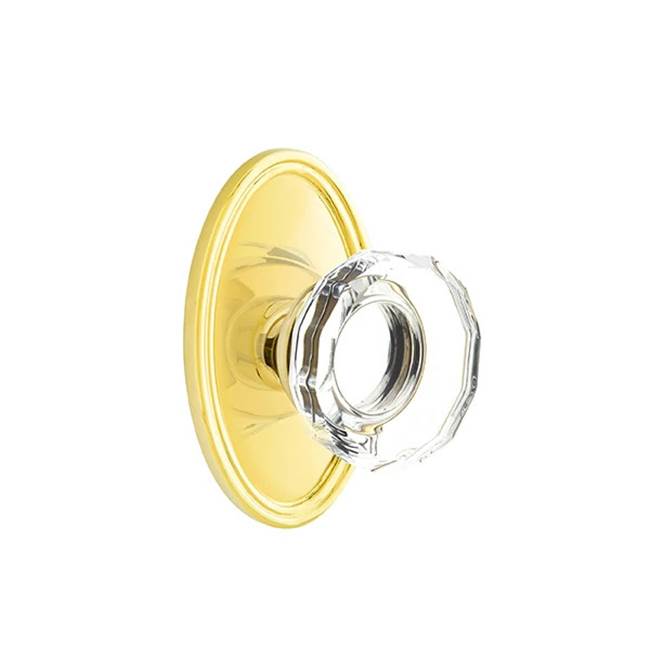 Emtek - Concealed, Passage, Oval Rosette, Lowell Crystal Knob, US3 Lifetime - Polished Brass