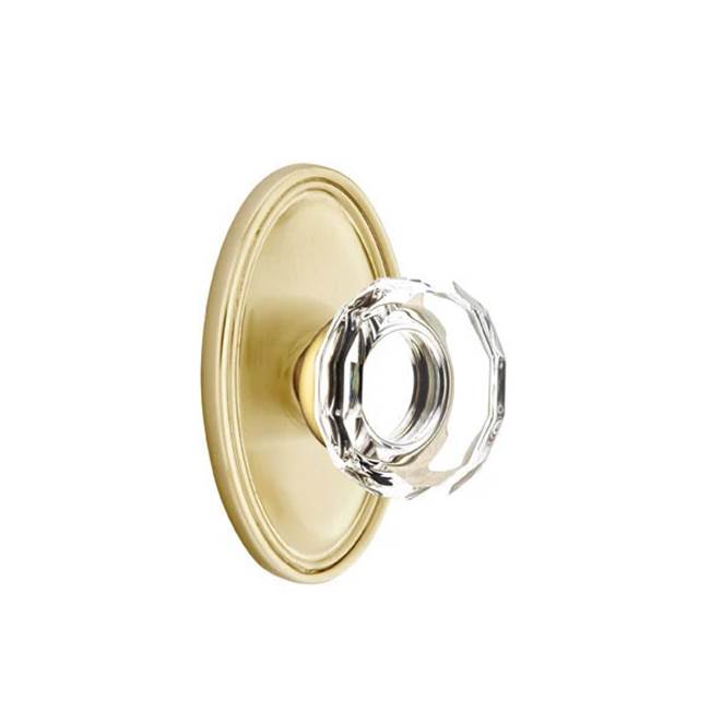 Emtek - Privacy, Oval Rosette, Lowell Crystal Knob, US4 - Satin Brass
