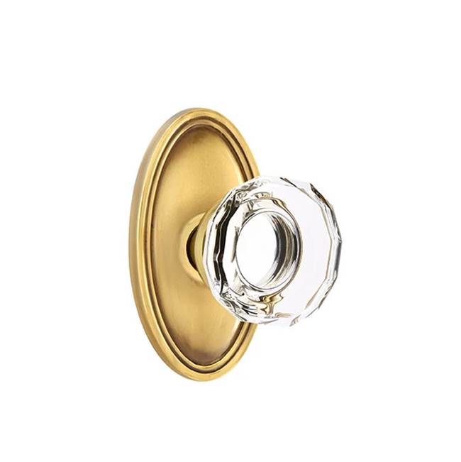 Emtek - Concealed, Passage, Oval Rosette, Lowell Crystal Knob, US7 - French Antique