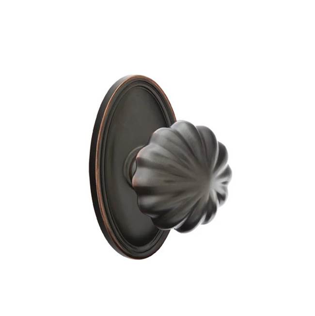 Emtek - Concealed, Passage, Oval Rosette, Melon Knob, US10B - Oil Rubbed Bronze