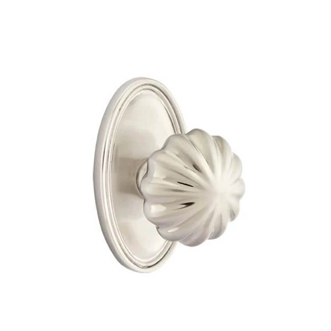 Emtek - Privacy, Oval Rosette, Melon Knob, US15 - Satin Nickel