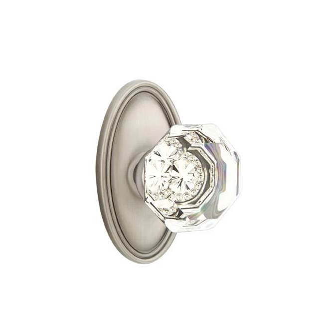 Emtek - Concealed, Privacy, Oval Rosette, Old Town Clear Knob, US15A - Pewter