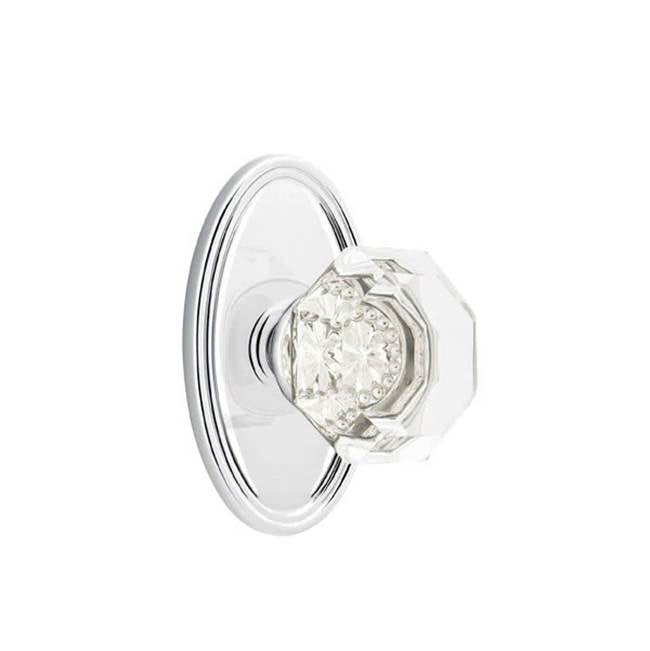 Emtek - Concealed, Privacy, Oval Rosette, Old Town Clear Knob, US26 - Polished Chrome