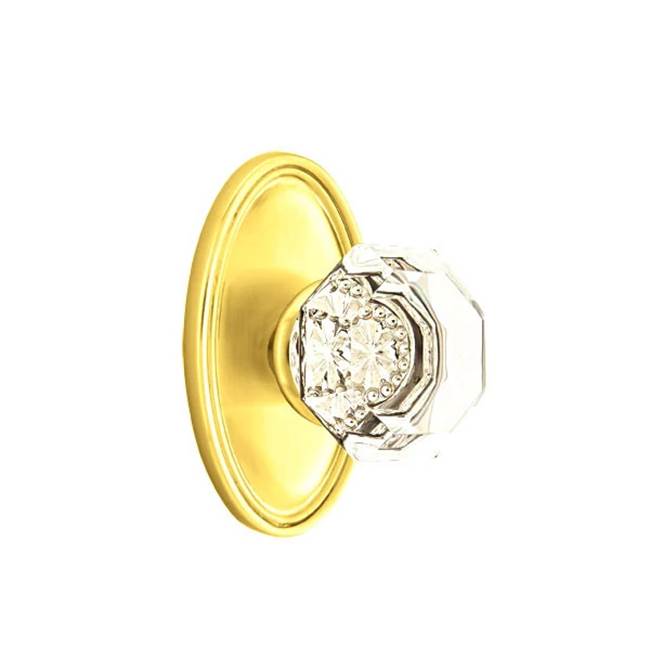 Emtek - Concealed, Privacy, Oval Rosette, Old Town Clear Knob, US3 Lifetime - Polished Brass