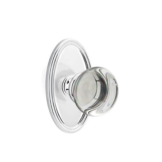 Emtek - Privacy, Oval Rosette, Providence Crystal Knob, US26 - Polished Chrome