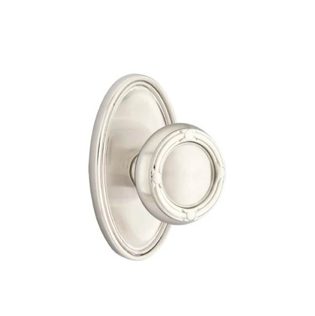 Emtek - Concealed, Privacy, Oval Rosette, Ribbon and Reed Knob, US15 - Satin Nickel