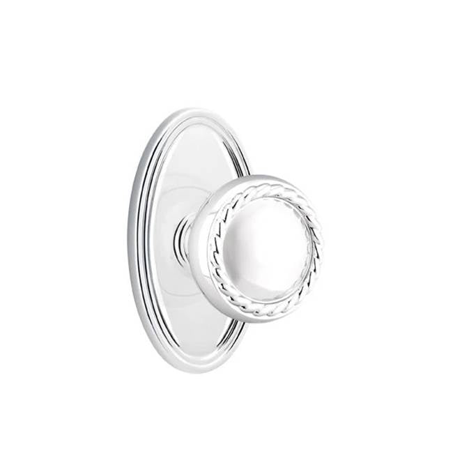 Emtek - Concealed, Passage, Oval Rosette, Rope Knob, US26 - Polished Chrome