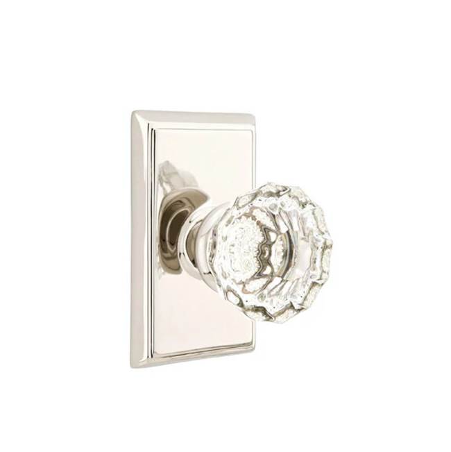 Emtek - Dummy, Rectangular Rosette, Astoria Clear Knob, US14 - Polished Nickel