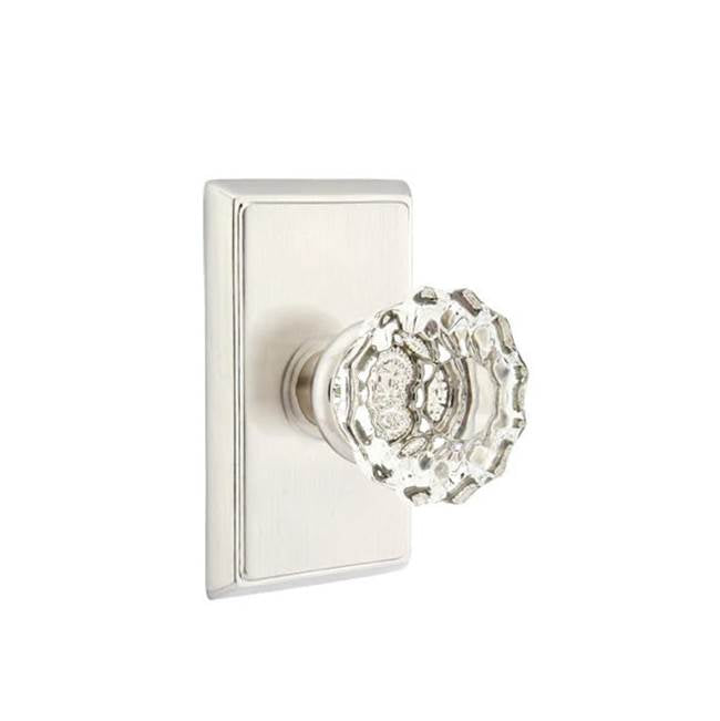 Emtek - Dummy, Rectangular Rosette, Astoria Clear Knob, US15 - Satin Nickel
