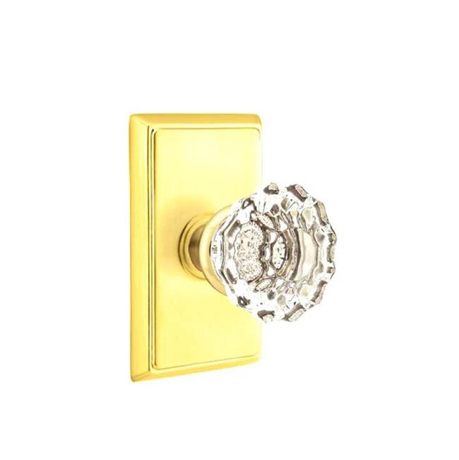 Emtek - Dummy, Rectangular Rosette, Astoria Clear Crystal Knob, US3NL - Unlacquered Brass