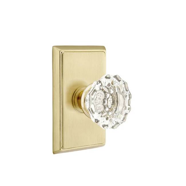 Emtek - Dummy, Rectangular Rosette, Astoria Crystal Knob, US4 - Satin Brass