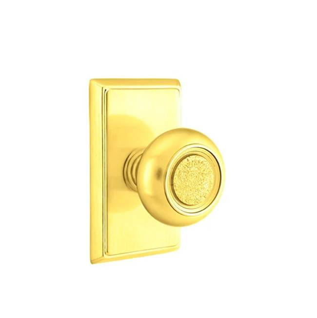 Emtek - Concealed, Passage, Rectangular Rosette, Belmont Knob, US3 Lifetime - Polished Brass