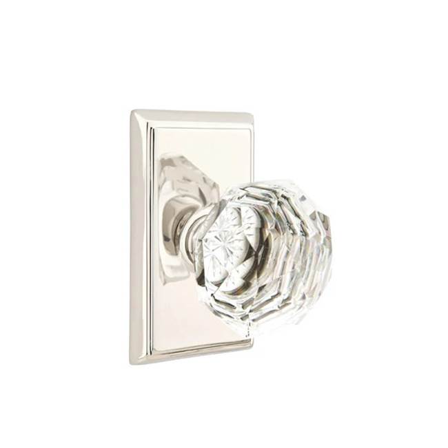 Emtek - Dummy, Rectangular Rosette, Diamond Crystal Knob, US14 - Polished Nickel