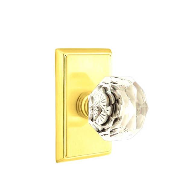 Emtek - Dummy, Rectangular Rosette, Diamond Crystal Knob, US3NL - Unlacquered Brass
