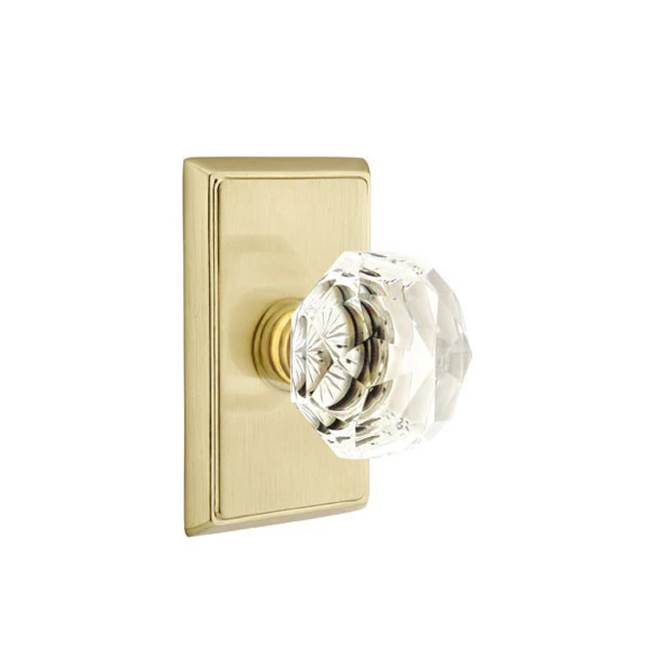 Emtek - Dummy, Rectangular Rosette, Diamond Crystal Knob, US4 - Satin Brass